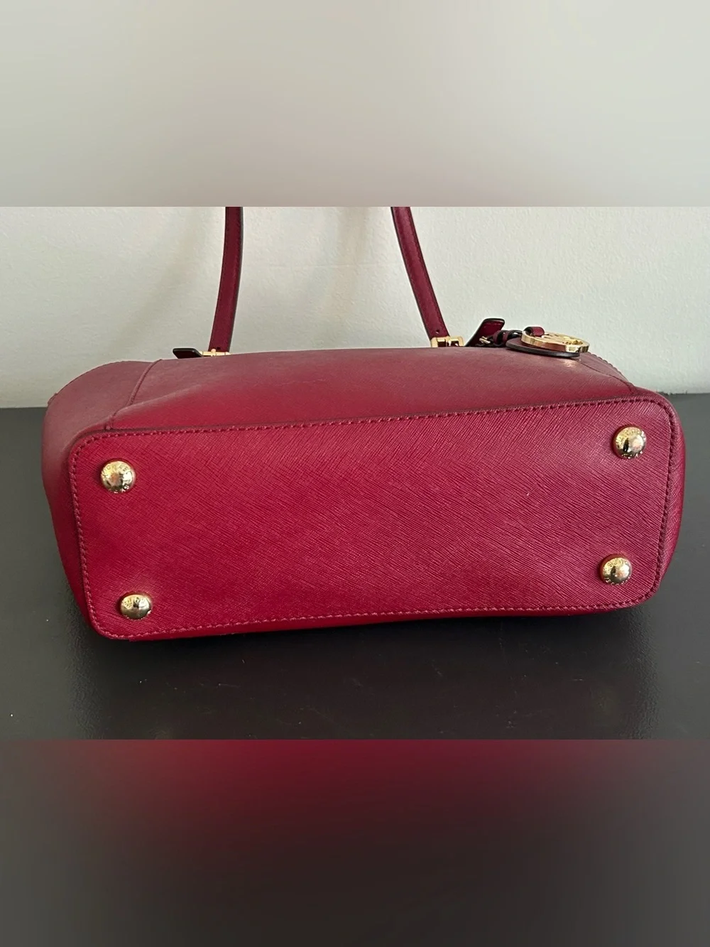 Michael Kors Burgundy Saffiano Leather Large Zip Tote Shoulder Work Bag